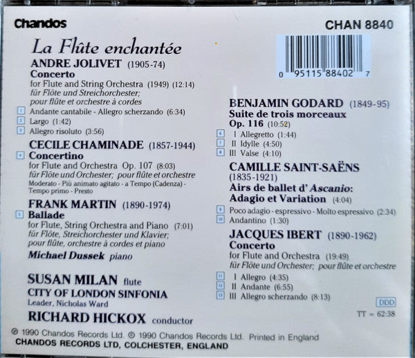 Susan Milan, City Of London Sinfonia, Richard Hickox : La Flute Enchantée - French Pieces For Flute And Orchestra (CD)