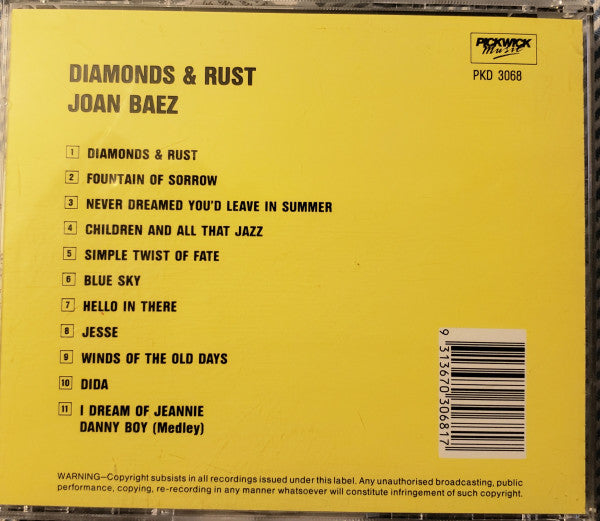 Joan Baez : Diamonds & Rust (CD, Album, RE)
