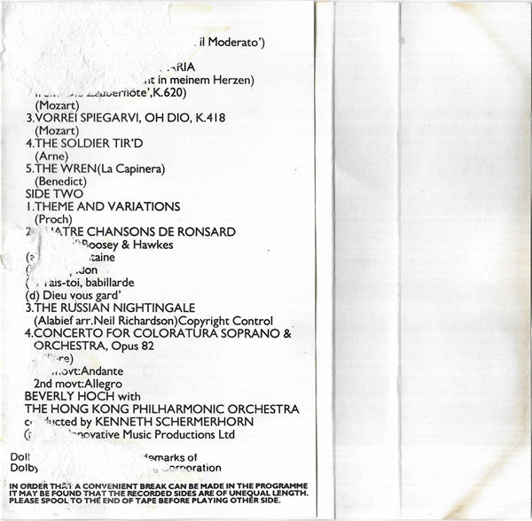 Beverly Hoch : The Art Of The Coloratura (Cass, Comp)