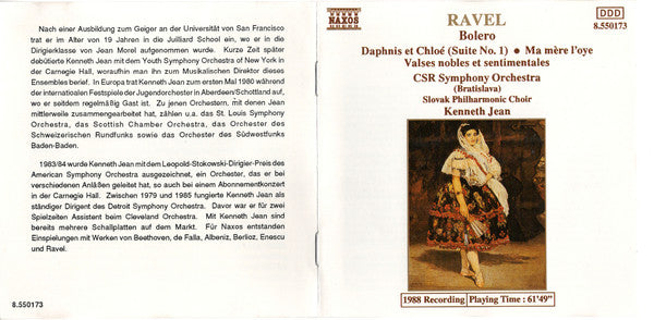 Maurice Ravel - Slovak Radio Symphony Orchestra, Slovak Philharmonic Chorus, Kenneth Jean : Bolero • Daphnis Et Chloé (Suite No. 1) • Ma Mère L'oye • Valses Nobles Et Sentimentales (CD, Album)