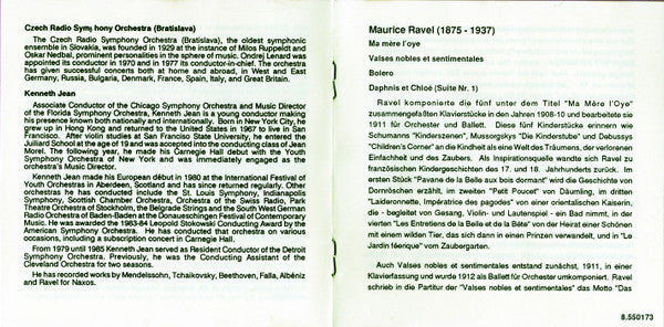 Maurice Ravel - Slovak Radio Symphony Orchestra, Slovak Philharmonic Chorus, Kenneth Jean : Bolero • Daphnis Et Chloé (Suite No. 1) • Ma Mère L'oye • Valses Nobles Et Sentimentales (CD, Album)