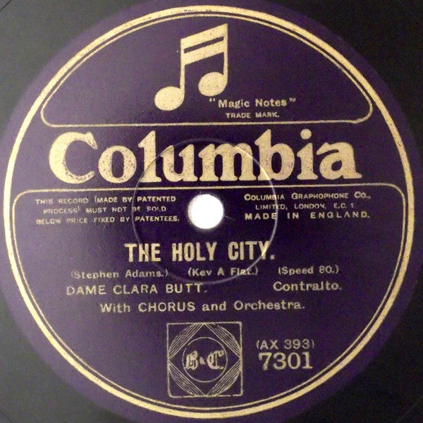 Clara Butt : The Lost Chord / The Holy City (Shellac, 12", 80 RPM)