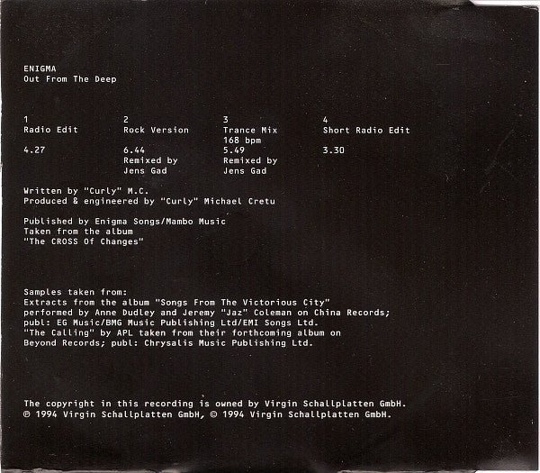 Enigma : Out From The Deep (CD, Single)