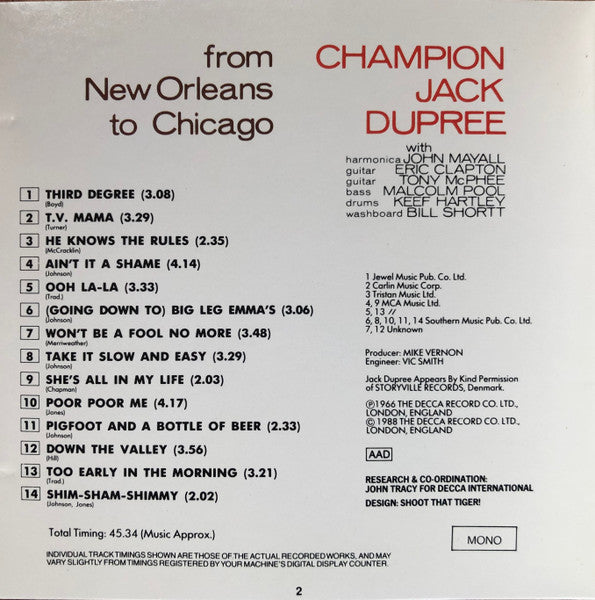 Champion Jack Dupree : From New Orleans To Chicago (CD, Album, Mono)