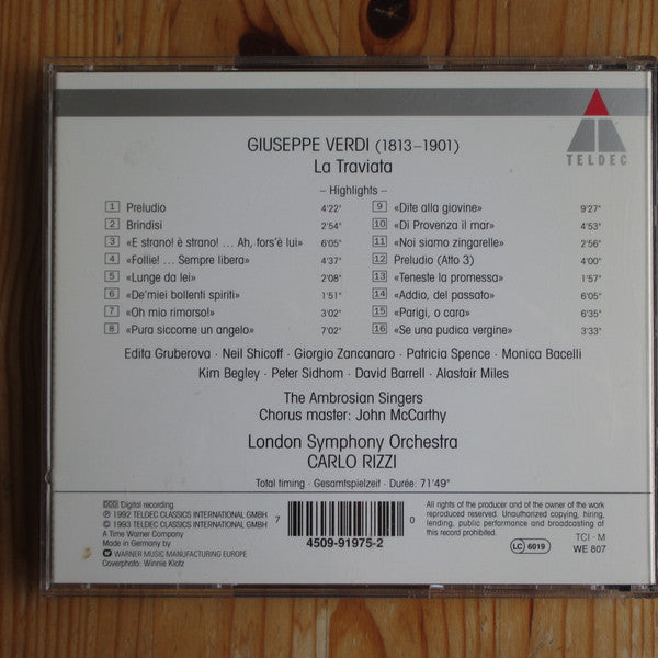 Verdi* - Edita Gruberova, Neil Shicoff, Giorgio Zancanaro, London Symphony Orchestra, Carlo Rizzi : La Traviata - Highlights (CD)