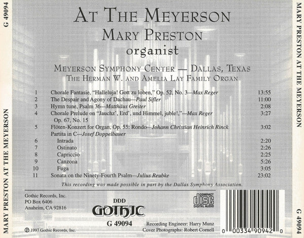 Mary Preston (3) : At The Meyerson (CD, Album, RP)