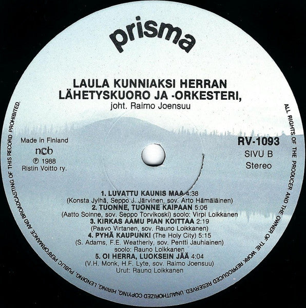 Lähetyskuoro Ja Orkesteri : Laula Kunniaksi Herran (LP)