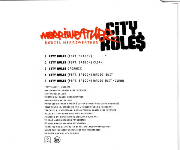 Daniel Merriweather : City Rules (CD, Single)