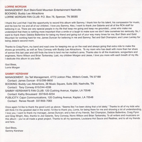 Lorrie Morgan & Sammy Kershaw : I Finally Found Someone (CD, Album)