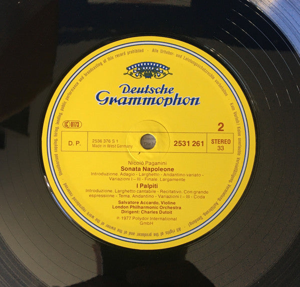 Nicolò Paganini* - Salvatore Accardo, London Philharmonic Orchestra, Charles Dutoit : Concerto Per Violino N. 4 / Sonata Napoleone / I Palpiti (LP, Album)