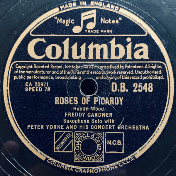 Freddy Gardner With Peter Yorke And His Concert Orchestra : Roses Of Picardy / These Foolish Things (Shellac, 10", DTP)