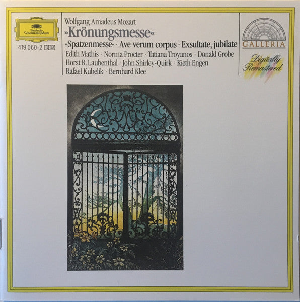 Wolfgang Amadeus Mozart, Edith Mathis, Norma Procter, Tatiana Troyanos, Donald Grobe, Horst R. Laubenthal, John Shirley-Quirk, Kieth Engen, Rafael Kubelik, Bernhard Klee : Krönungsmesse • Spatzenmesse • Ave Verum Corpus • Exsultate, Jubilate (CD, Comp, RM)