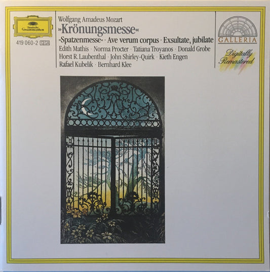 Wolfgang Amadeus Mozart, Edith Mathis, Norma Procter, Tatiana Troyanos, Donald Grobe, Horst R. Laubenthal, John Shirley-Quirk, Kieth Engen, Rafael Kubelik, Bernhard Klee : Krönungsmesse • Spatzenmesse • Ave Verum Corpus • Exsultate, Jubilate (CD, Comp, RM)