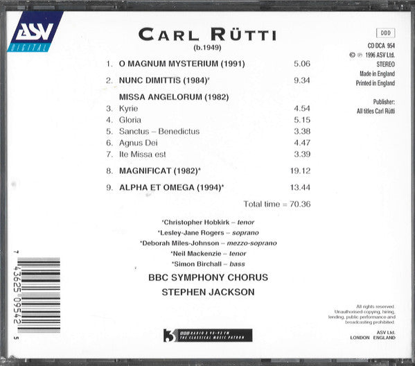 Carl Rütti, BBC Symphony Chorus, Stephen Jackson : Sacred Choral Music (CD)