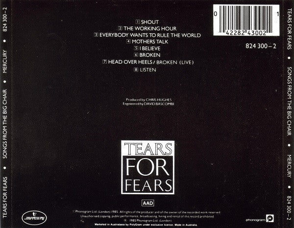 Tears For Fears : Songs From The Big Chair (CD, Album, RE)