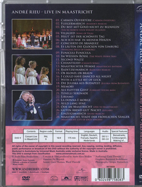 André Rieu : Songs From My Heart - Aus Meinem Herzen (Live In Maastricht) (DVD-V, PAL)