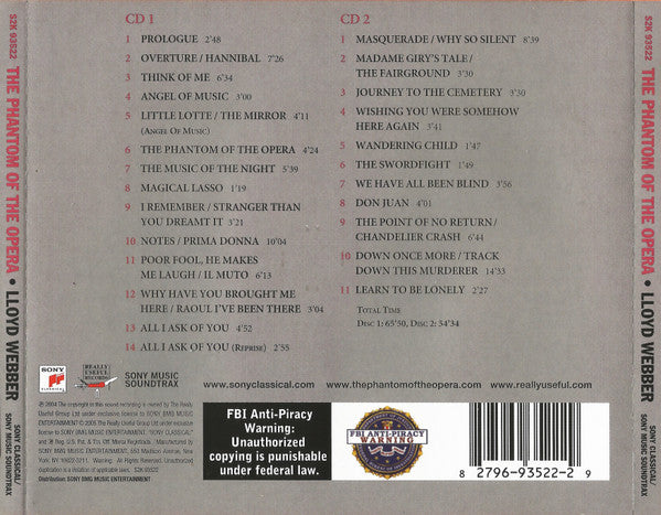 Andrew Lloyd Webber : The Phantom Of The Opera (The Original Motion Picture Soundtrack) (2xCD, Dlx)