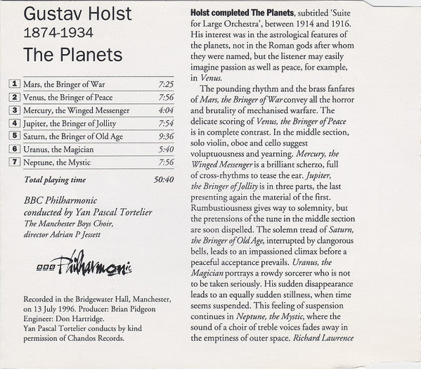 Gustav Holst, BBC Philharmonic, Yan Pascal Tortelier : The Planets (CD, Sli)