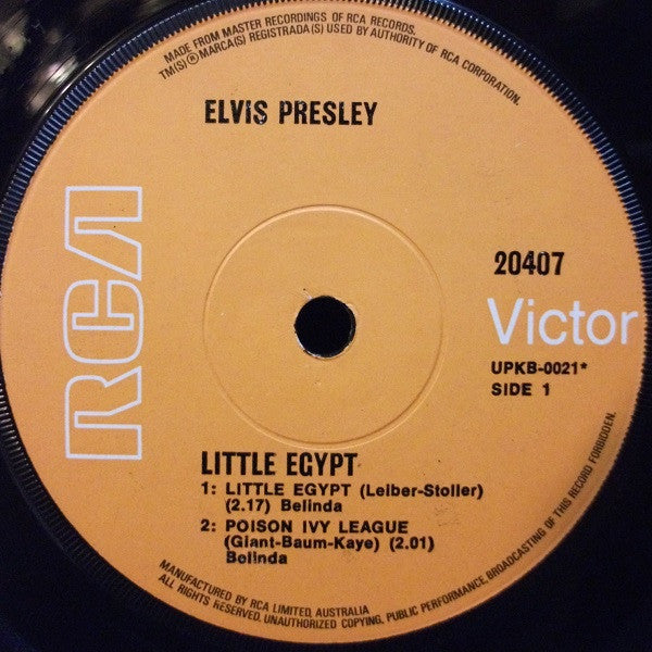 Elvis Presley : Little Egypt (7", EP, RE, Ora)