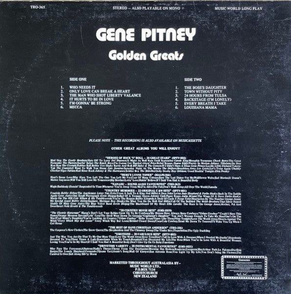 Gene Pitney : Golden Greats (LP, Comp)