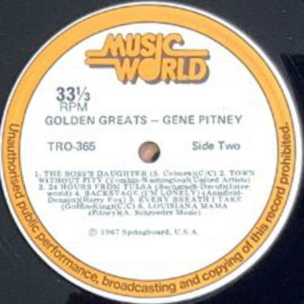 Gene Pitney : Golden Greats (LP, Comp)