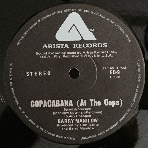 Barry Manilow : Copacabana (At The Copa) (12", Single)
