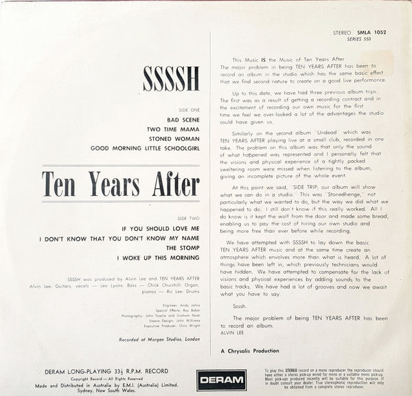 Ten Years After : Ssssh. (LP, Album, RP)