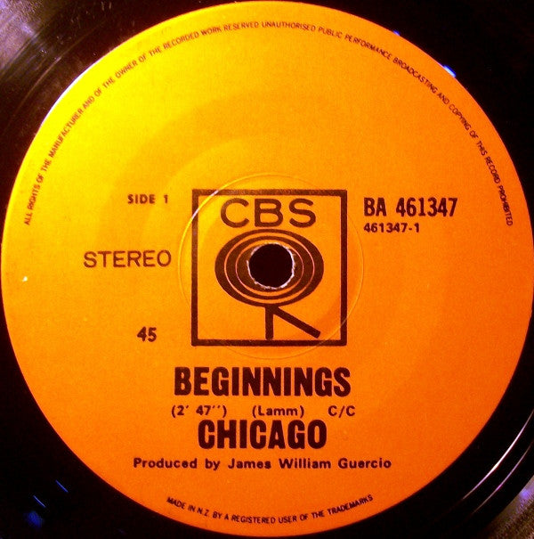 Chicago (2) : Beginnings (7", Single)