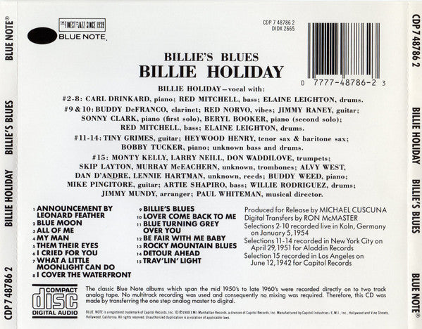 Billie Holiday : Billie's Blues (CD, Comp, RE)