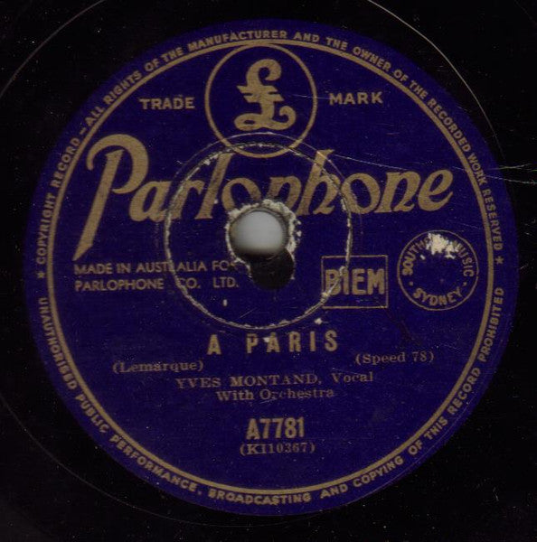 Yves Montand / Anton Walbrook : A Paris / La Ronde De L' Amour (Shellac, 10")