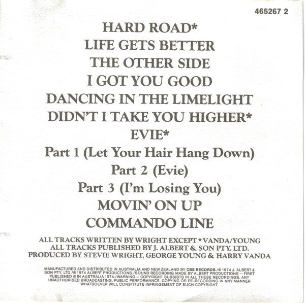 Stevie Wright : Hard Road (CD, Album)