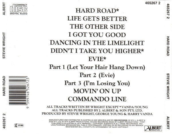 Stevie Wright : Hard Road (CD, Album)