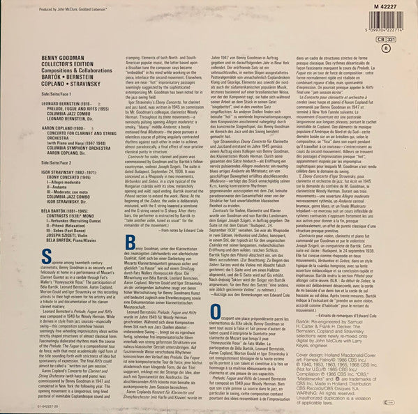 Benny Goodman - Bartók* / Bernstein* / Copland* / Stravinsky* : Collector's Edition (Compositions & Collaborations) (LP, Comp, Mono)