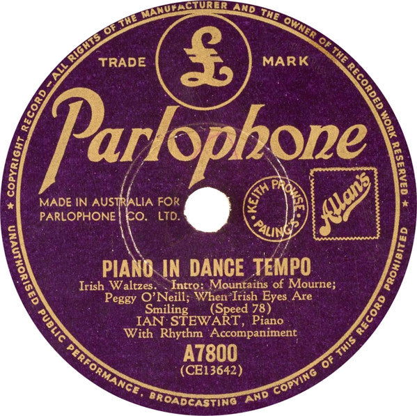 Ian Stewart (7) : Piano In Dance Tempo Scottish Quicksteps /  Irish Waltzes (Shellac, 10")