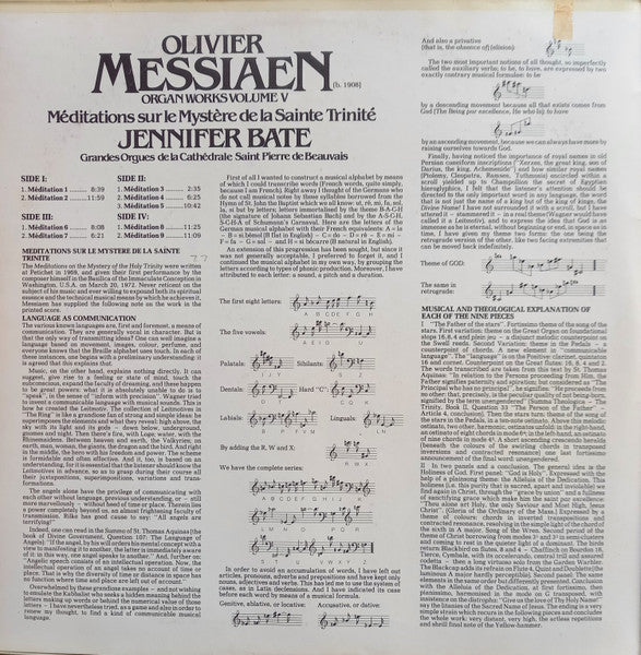 Olivier Messiaen, Jennifer Bate : Organ Works Vol. V: Méditations Sur Le Mystère De La Sainte Trinité (2xLP, Amb)