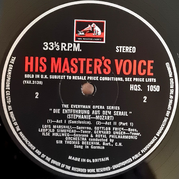 Sir Thomas Beecham Conducts Mozart* - Lois Marshall, Léopold Simoneau*, Gottlob Frick, Royal Philharmonic Orchestra : Seraglio (2xLP + Box, Album, RE)