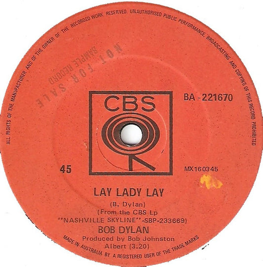 Bob Dylan : Lay Lady Lay (7", Single)