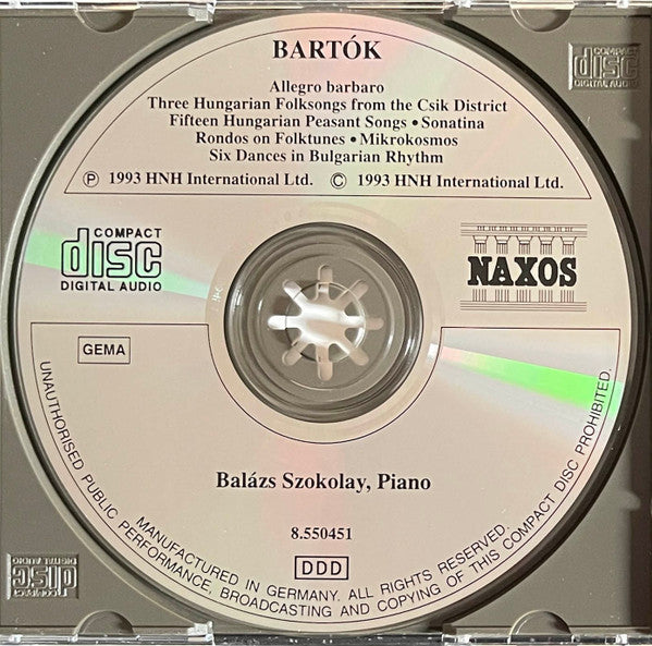 Béla Bartók, Balázs Szokolay : Mikrokosmos (Selection) / 15 Hungarian Peasant Songs / 6 Dances In Bulgarian Rhythm (CD)