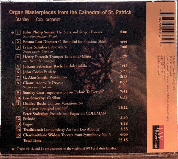 Stanley H. Cox : Organ Masterpieces From The Cathedral Of St. Patrick (CD, Album)