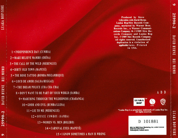 David Byrne : Rei Momo (CD, Album, Club)