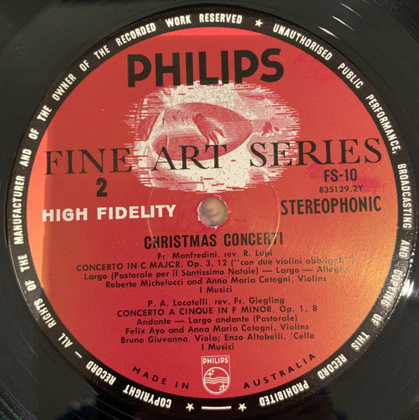 Arcangelo Corelli, Francesco Manfredini, Giuseppe Torelli, Pietro Antonio Locatelli, I Musici : Christmas Concerti (LP, Album)