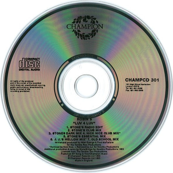 Robin S* : Luv 4 Luv (CD, Single)
