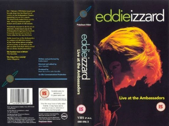 Eddie Izzard : Live At The Ambassadors (VHS, PAL)