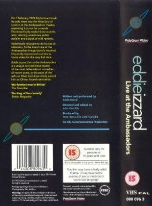 Eddie Izzard : Live At The Ambassadors (VHS, PAL)