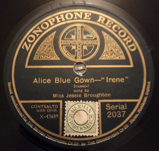 Jessie Broughton : Alice Blue Gown / Castle Of Dreams (Shellac, 10")