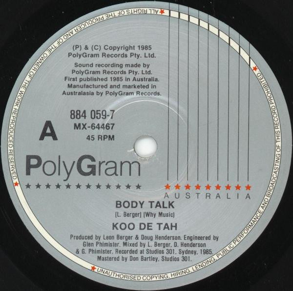Koo Dé Tah : Body Talk (7", Single)