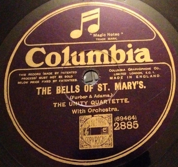 The Unity Quartette : There's A Tramp, Tramp, Tramp Upon The Highway / The Bells Of St. Mary's (Shellac, 10")
