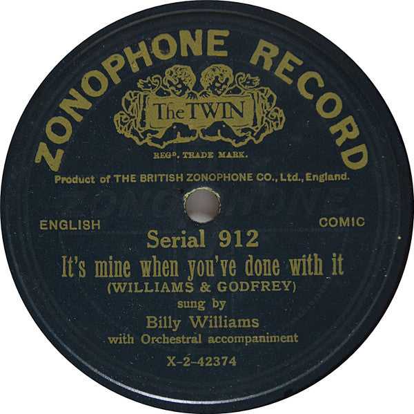 Billy Williams (9) : The Kangaroo Hop / It's Mine When You've Done With It (Shellac, 10")