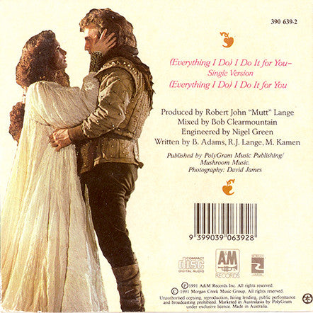 Bryan Adams : (Everything I Do) I Do It For You (CD, Single, Gat)