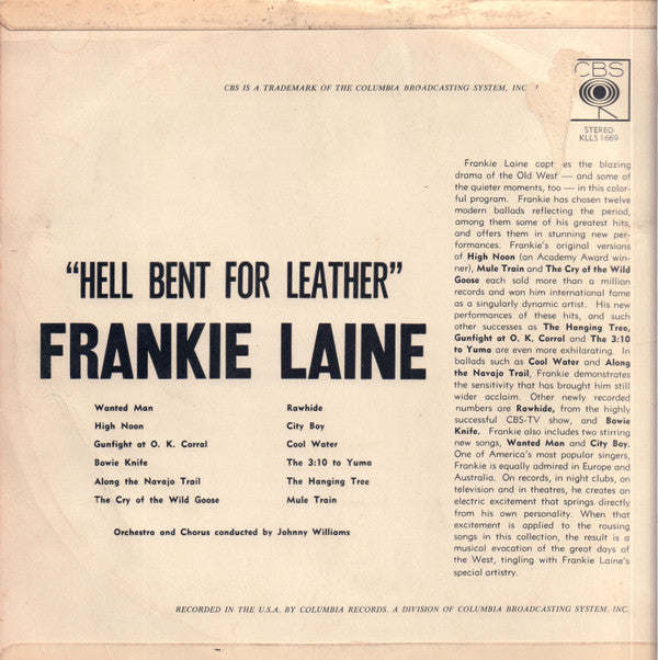Frankie Laine : Hell Bent For Leather! (LP, Album)